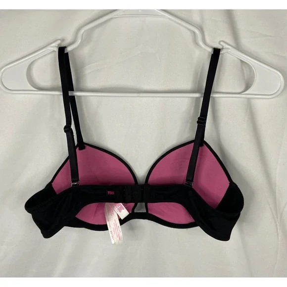 Victoria's Secret PINK Wear Everywhere Super Push Up Bra Black 34A Underwire - Picture 13 of 16